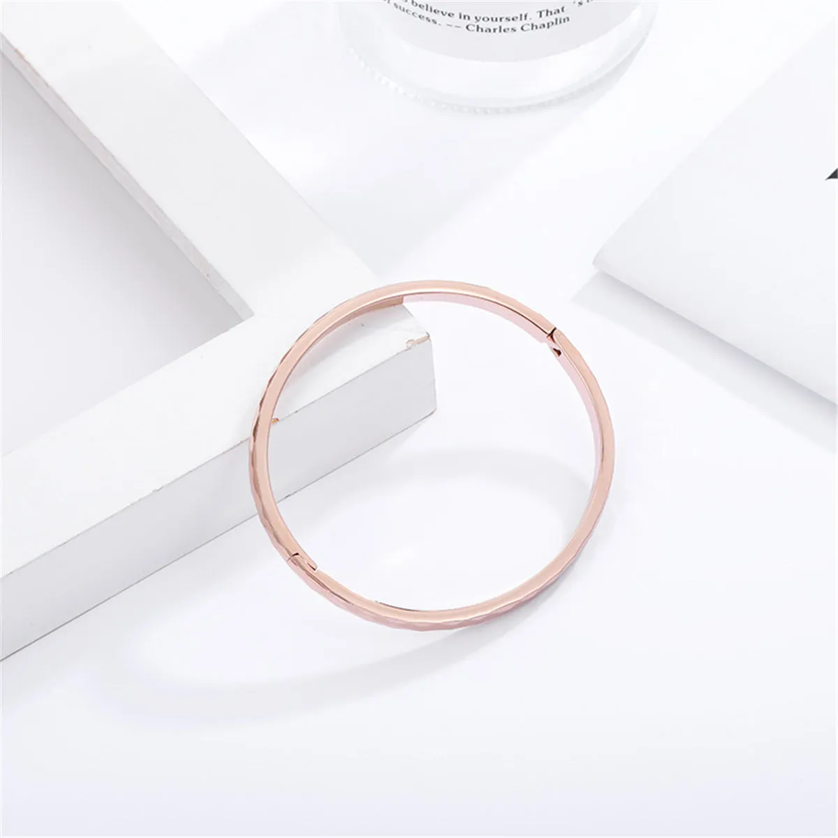 18K Rose Gold-Plated Diamond-Cut Hinge Bangle
