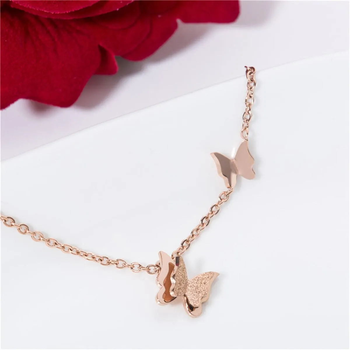 18K Rose Gold-Plated Double Butterfly Bracelet