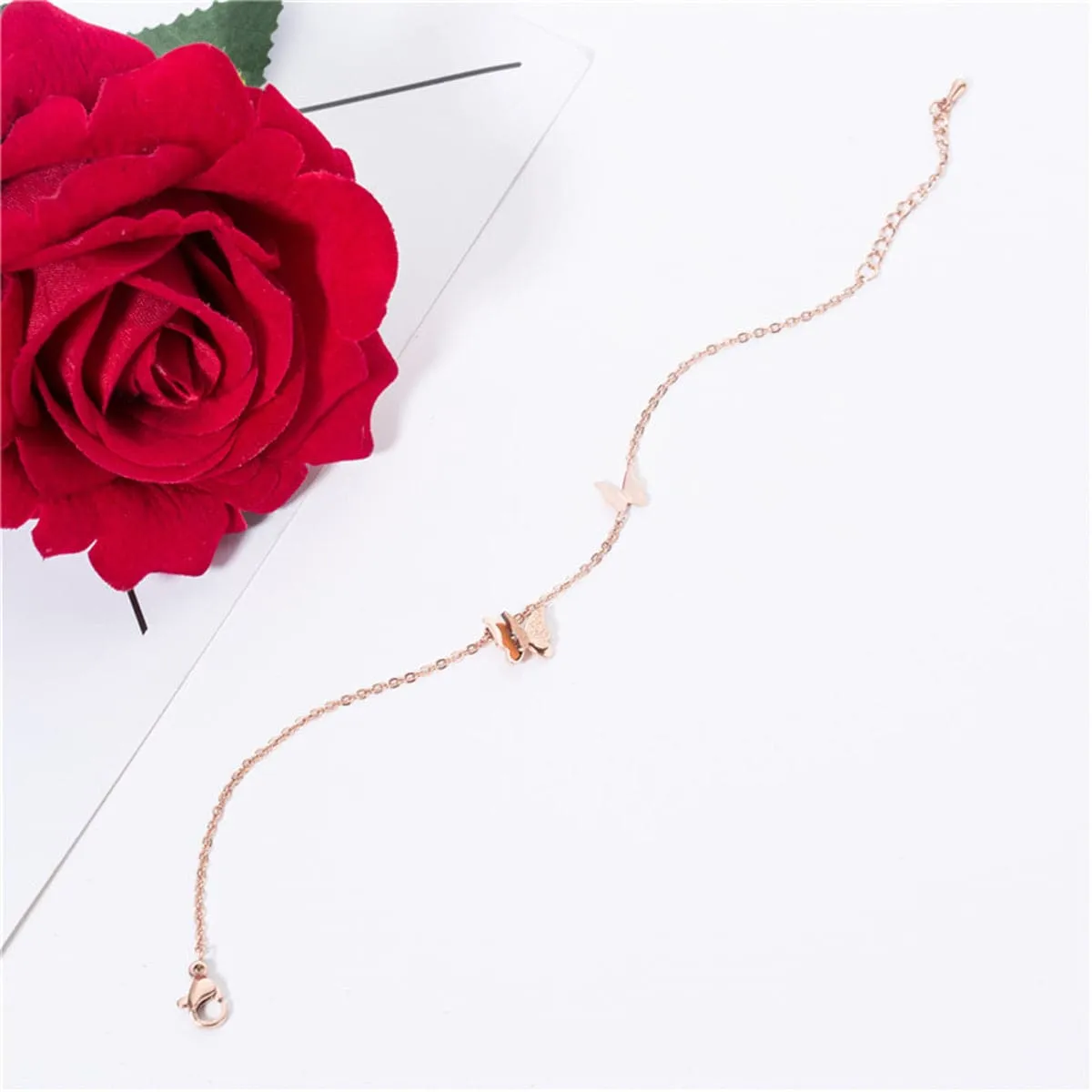 18K Rose Gold-Plated Double Butterfly Bracelet