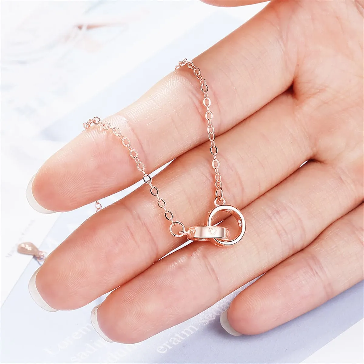 18K Rose Gold-Plated Double-Crossing Ring Charm Bracelet