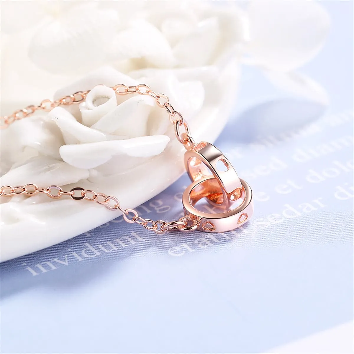 18K Rose Gold-Plated Double-Crossing Ring Charm Bracelet