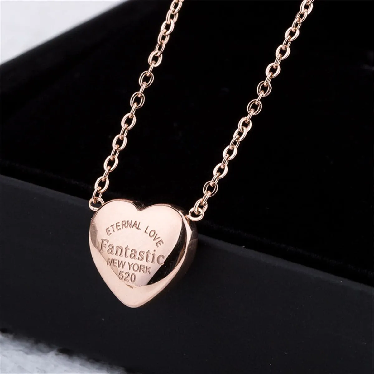 18K Rose Gold-Plated 'Eternal Love' Heart Key Pendant Necklace