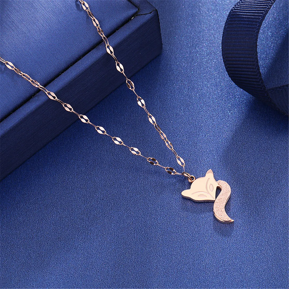 18K Rose Gold-Plated Fox Pendant Necklace