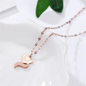 18K Rose Gold-Plated Fox Pendant Necklace