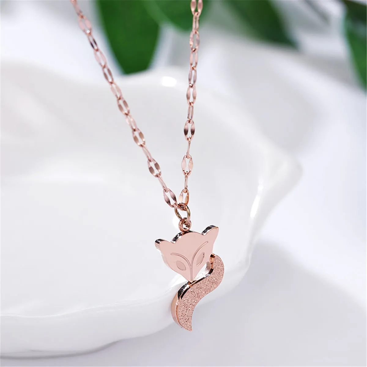 18K Rose Gold-Plated Fox Pendant Necklace