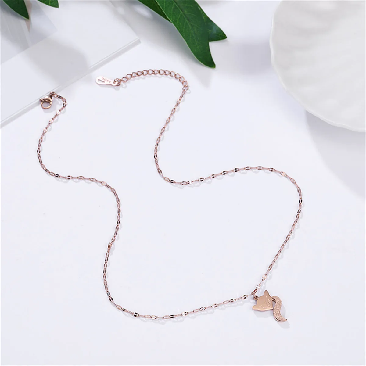 18K Rose Gold-Plated Fox Pendant Necklace
