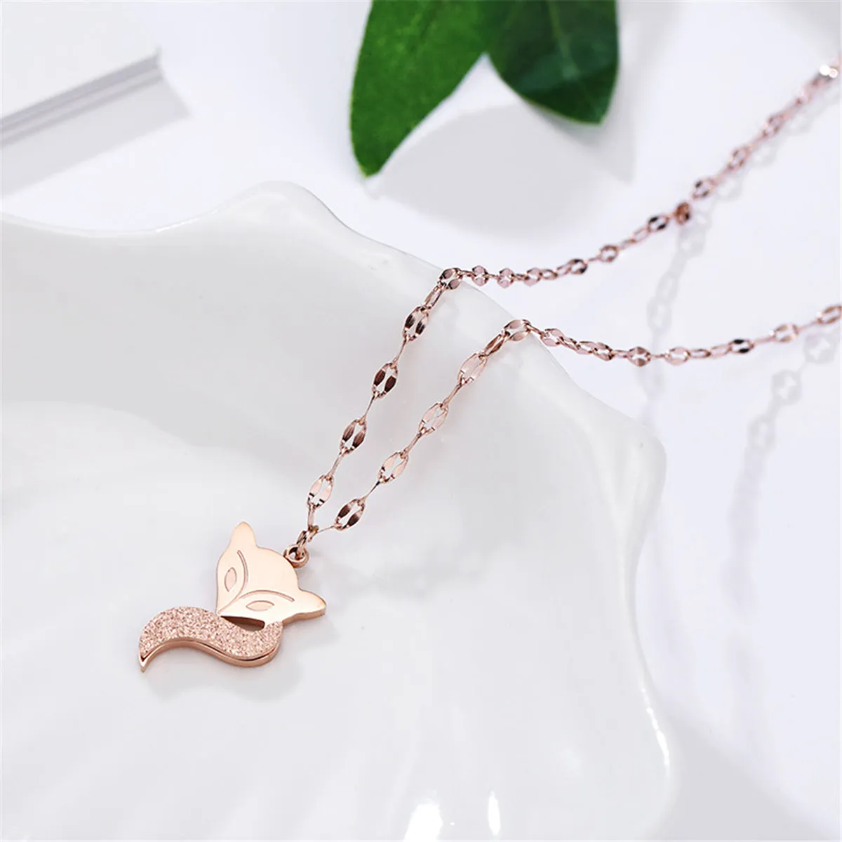 18K Rose Gold-Plated Fox Pendant Necklace
