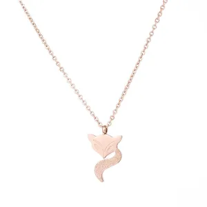 18K Rose Gold-Plated Frosted Fox Pendant Necklace