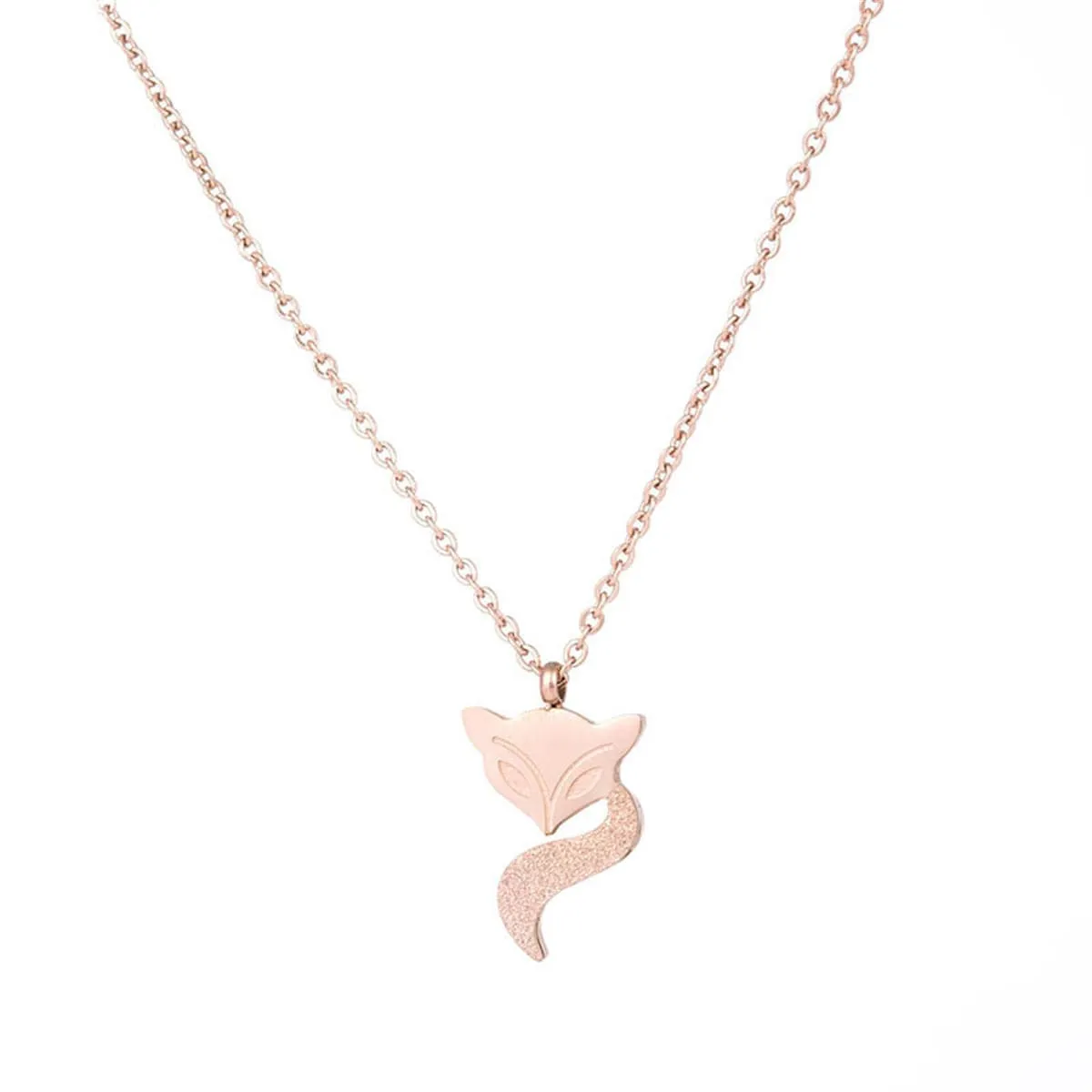 18K Rose Gold-Plated Frosted Fox Pendant Necklace