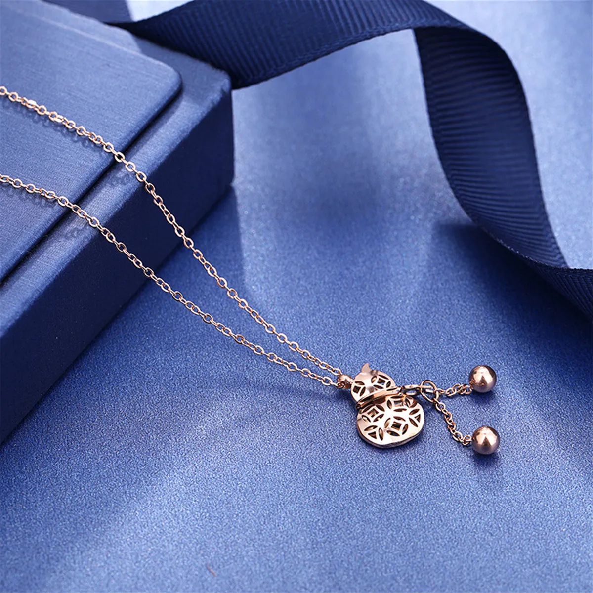 18K Rose Gold-Plated Gourd Pendant Necklace