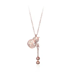 18K Rose Gold-Plated Gourd Pendant Necklace