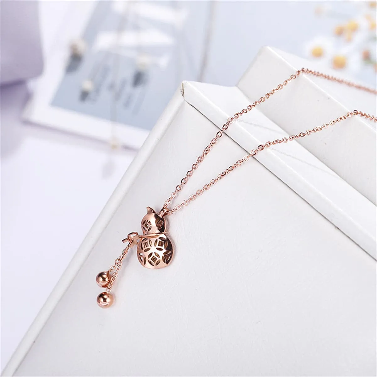 18K Rose Gold-Plated Gourd Pendant Necklace