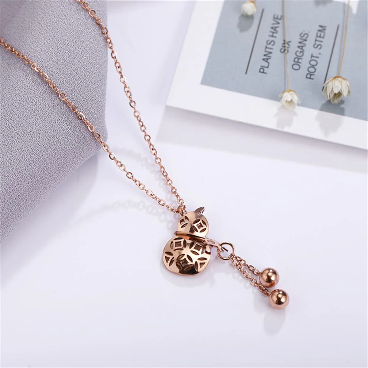 18K Rose Gold-Plated Gourd Pendant Necklace