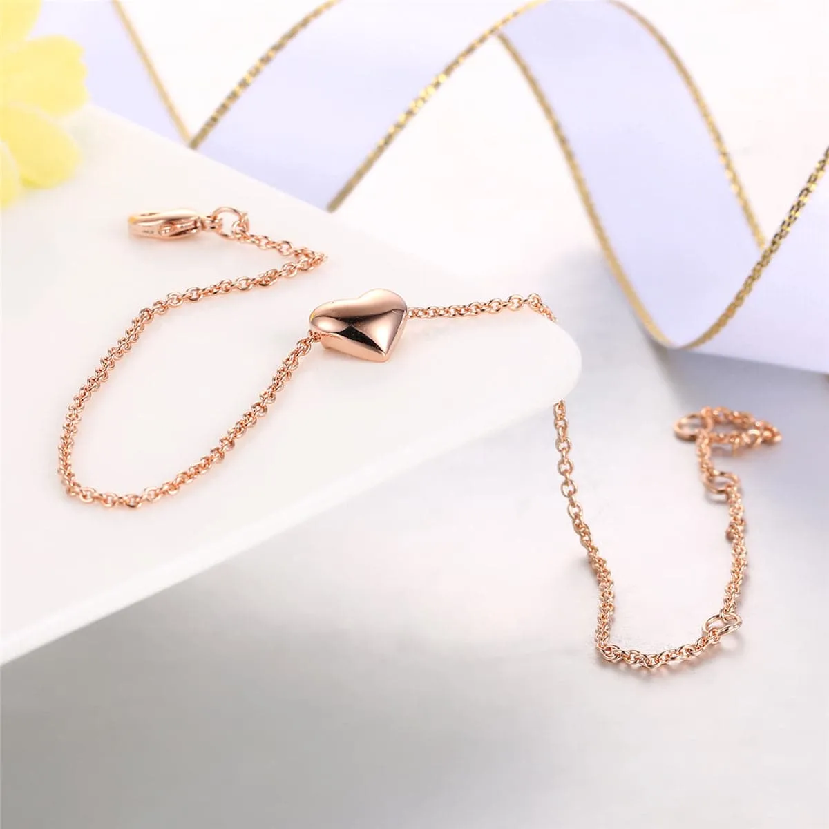 18K Rose Gold-Plated Heart Bracelet