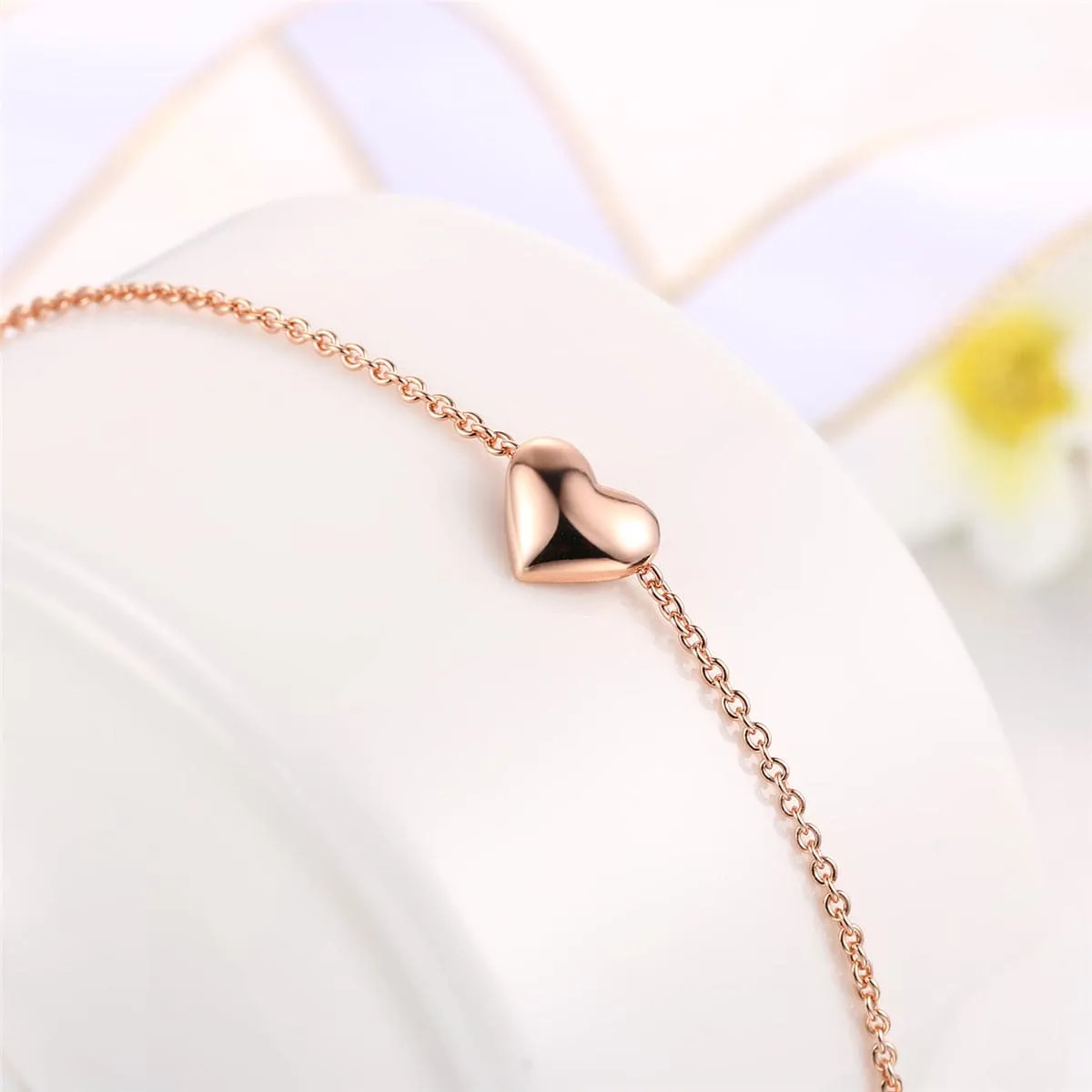 18K Rose Gold-Plated Heart Bracelet