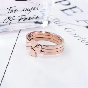 18K Rose Gold-Plated Heart Clover Ring