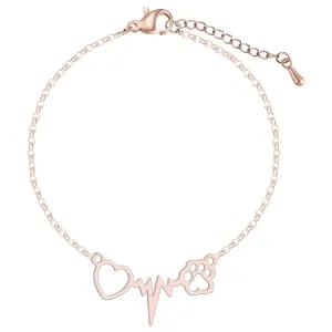 18K Rose Gold-Plated Heart Paw Charm Bracelet
