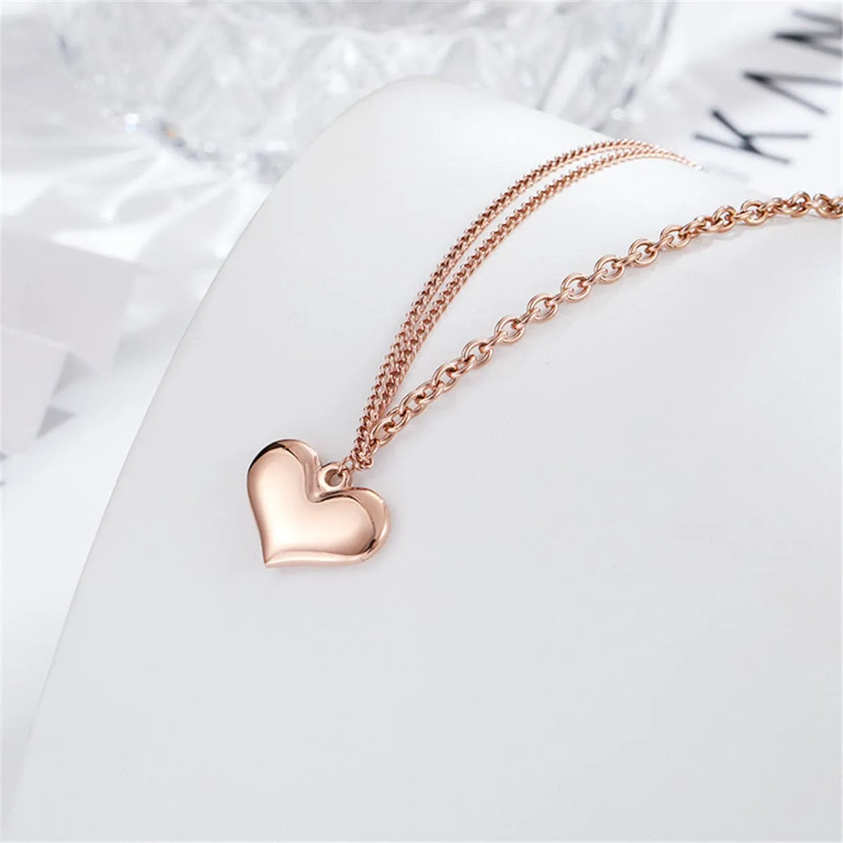 18K Rose Gold-Plated Heart Pendant Necklace