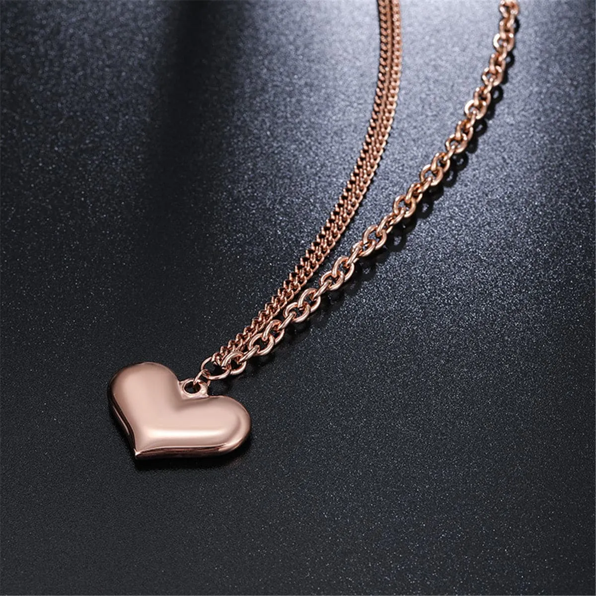 18K Rose Gold-Plated Heart Pendant Necklace