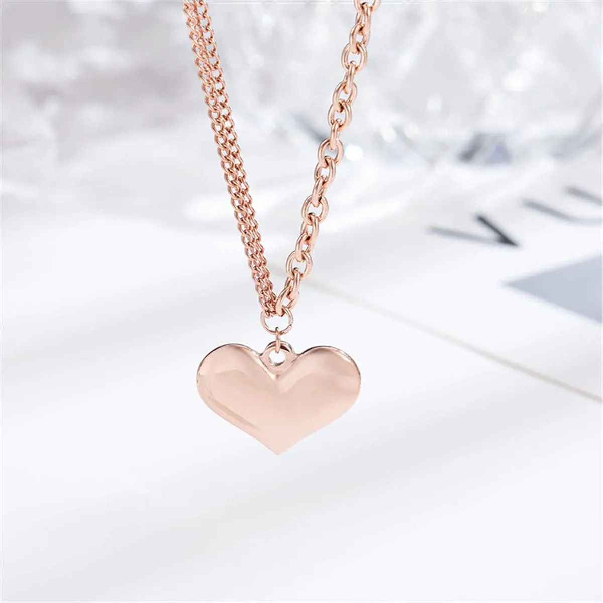18K Rose Gold-Plated Heart Pendant Necklace