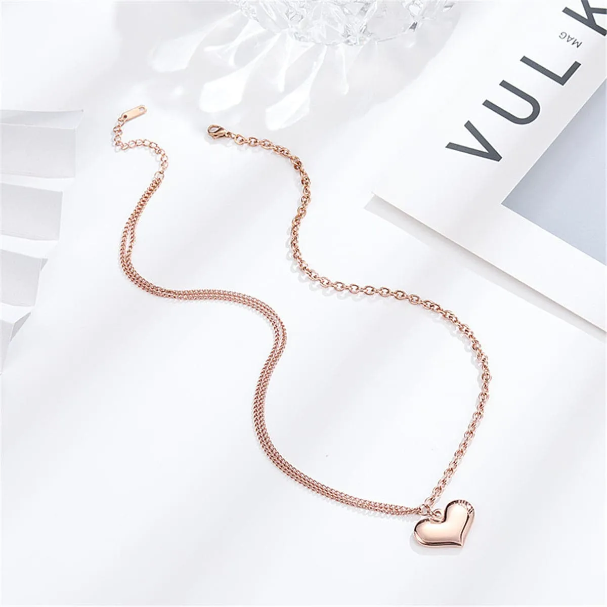 18K Rose Gold-Plated Heart Pendant Necklace