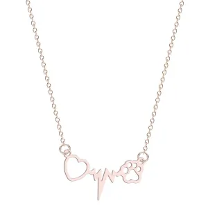 18K Rose Gold-Plated Heartbeat Paw Pendant Necklace