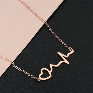 18K Rose Gold-Plated Heartbeat Pendant Necklace