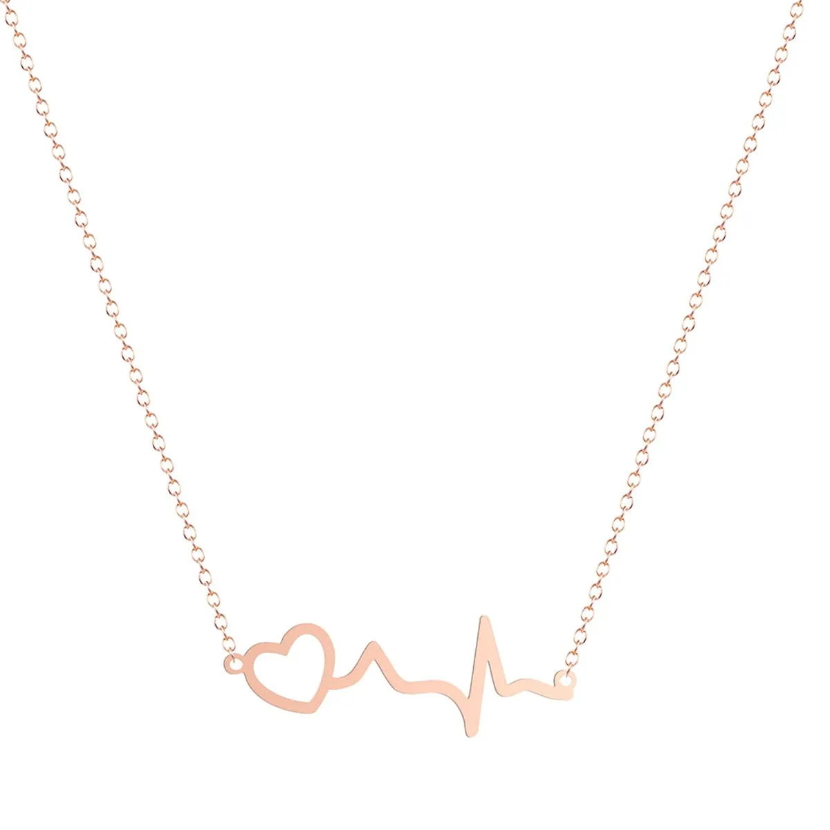 18K Rose Gold-Plated Heartbeat Pendant Necklace
