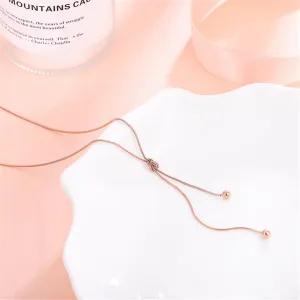 18K Rose Gold-Plated Knot Bead Lariat Necklace