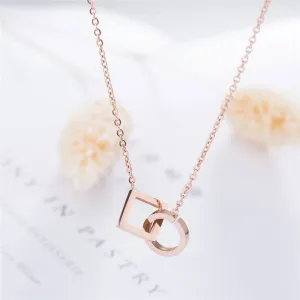 18K Rose Gold-Plated Open Ring & Square Pendant Necklace