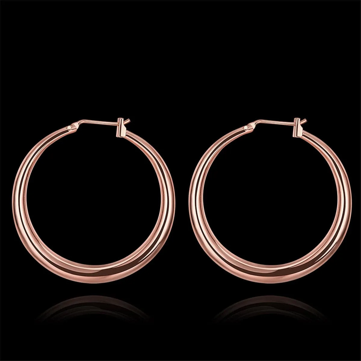 18K Rose Gold-Plated Polished Barrel Hoop Earrings
