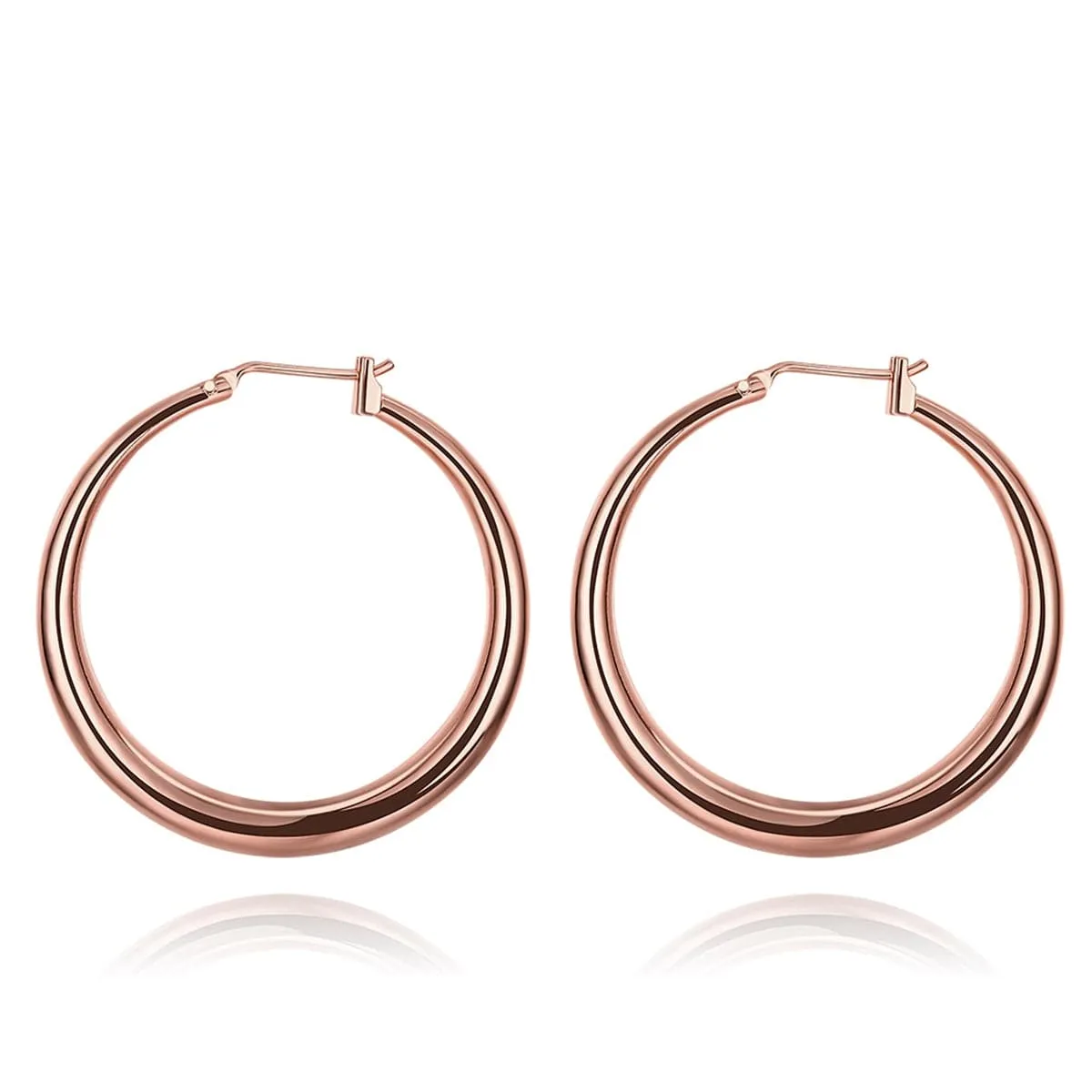 18K Rose Gold-Plated Polished Barrel Hoop Earrings