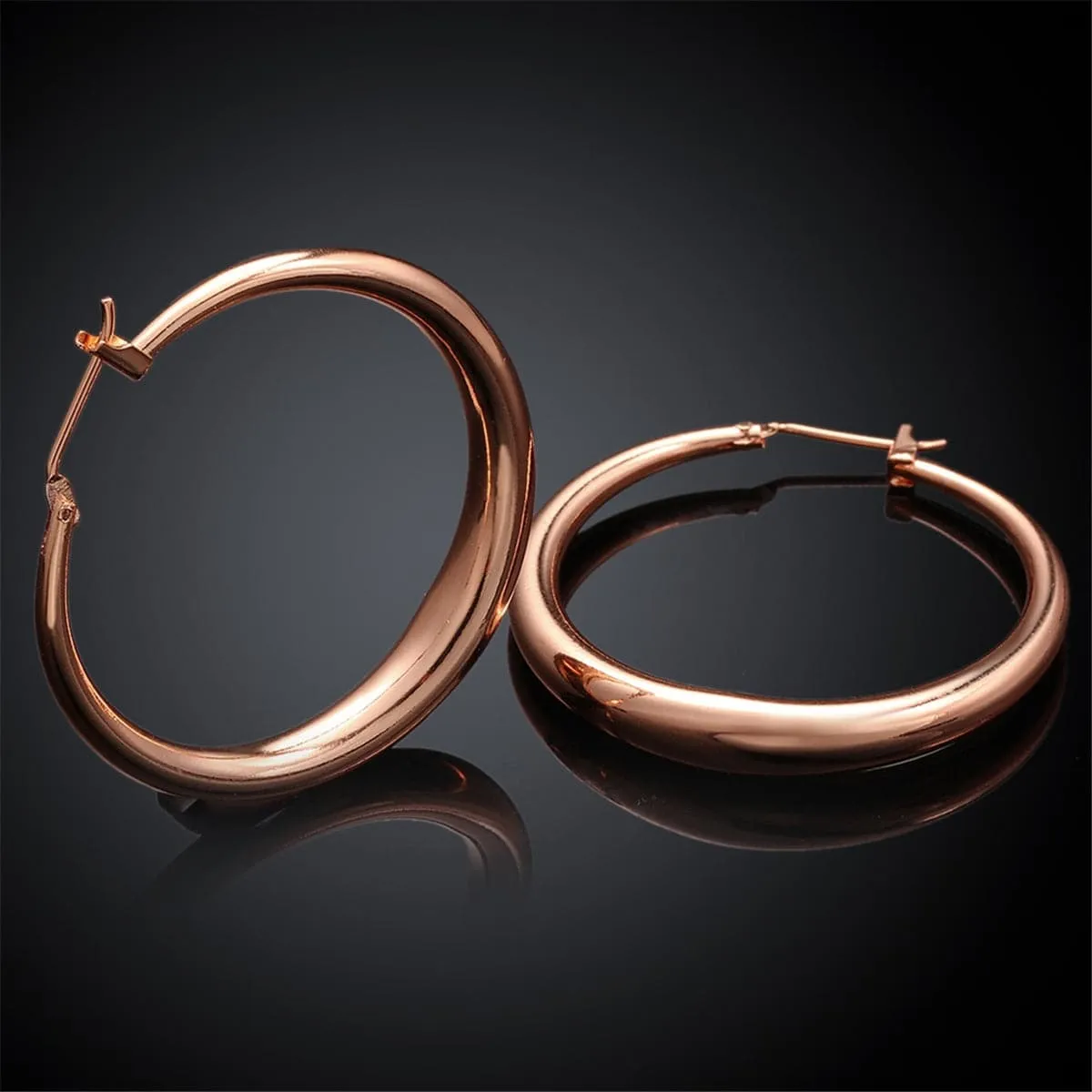 18K Rose Gold-Plated Polished Barrel Hoop Earrings