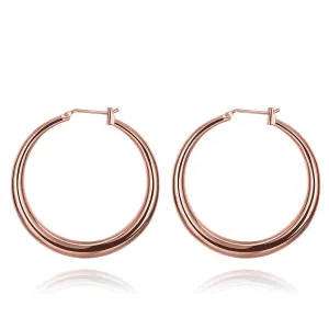 18K Rose Gold-Plated Polished Barrel Hoop Earrings