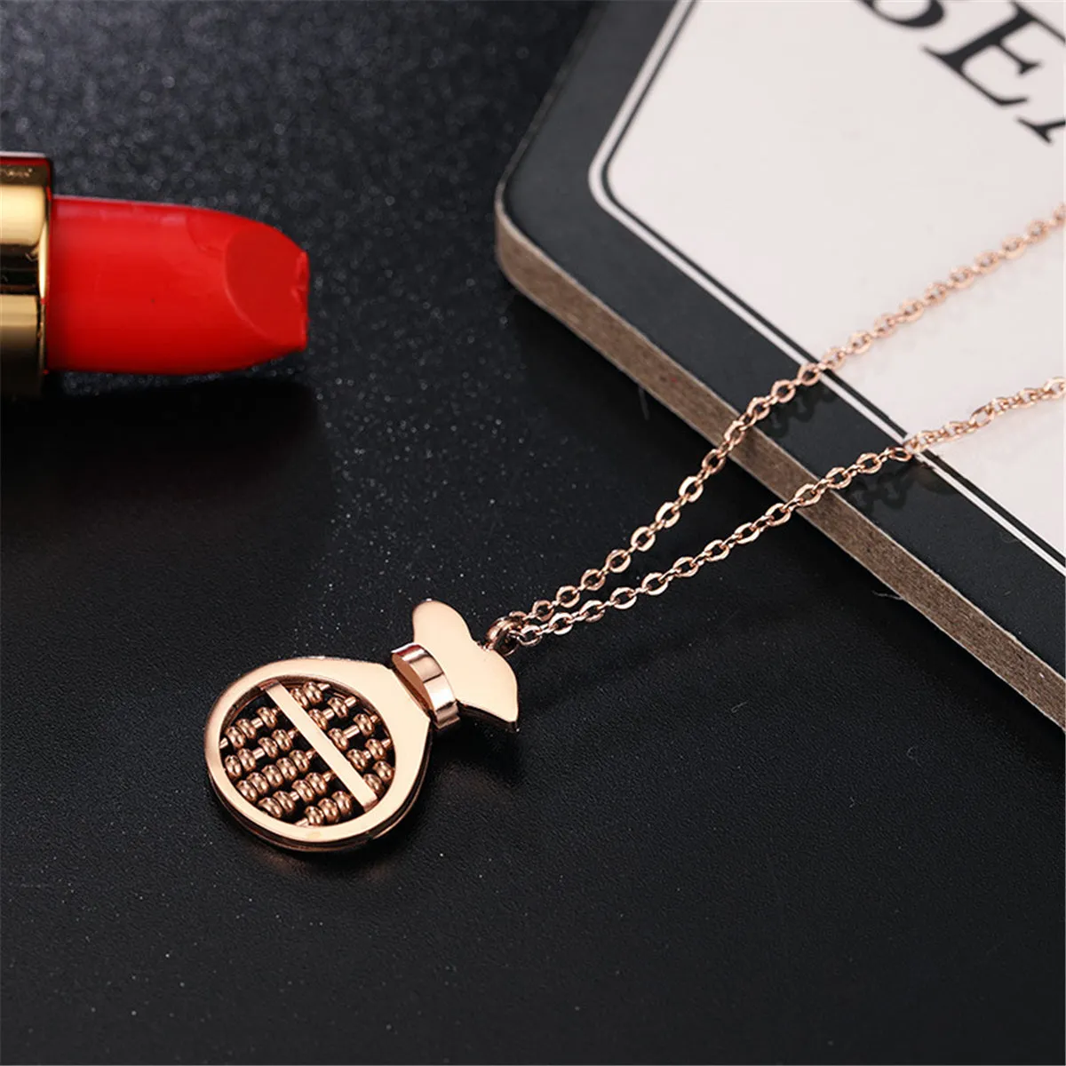 18K Rose Gold-Plated Purse Pendant Necklace
