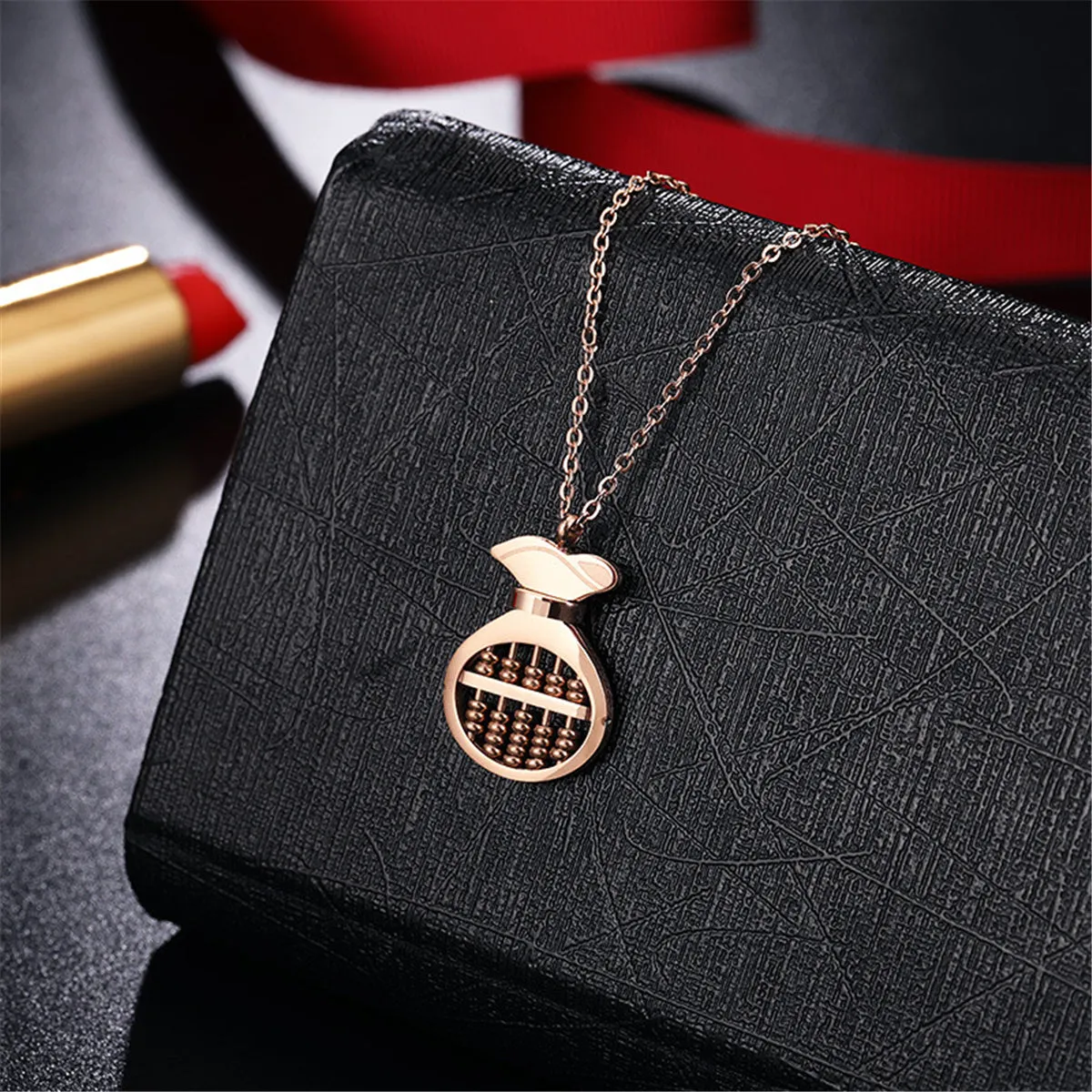 18K Rose Gold-Plated Purse Pendant Necklace