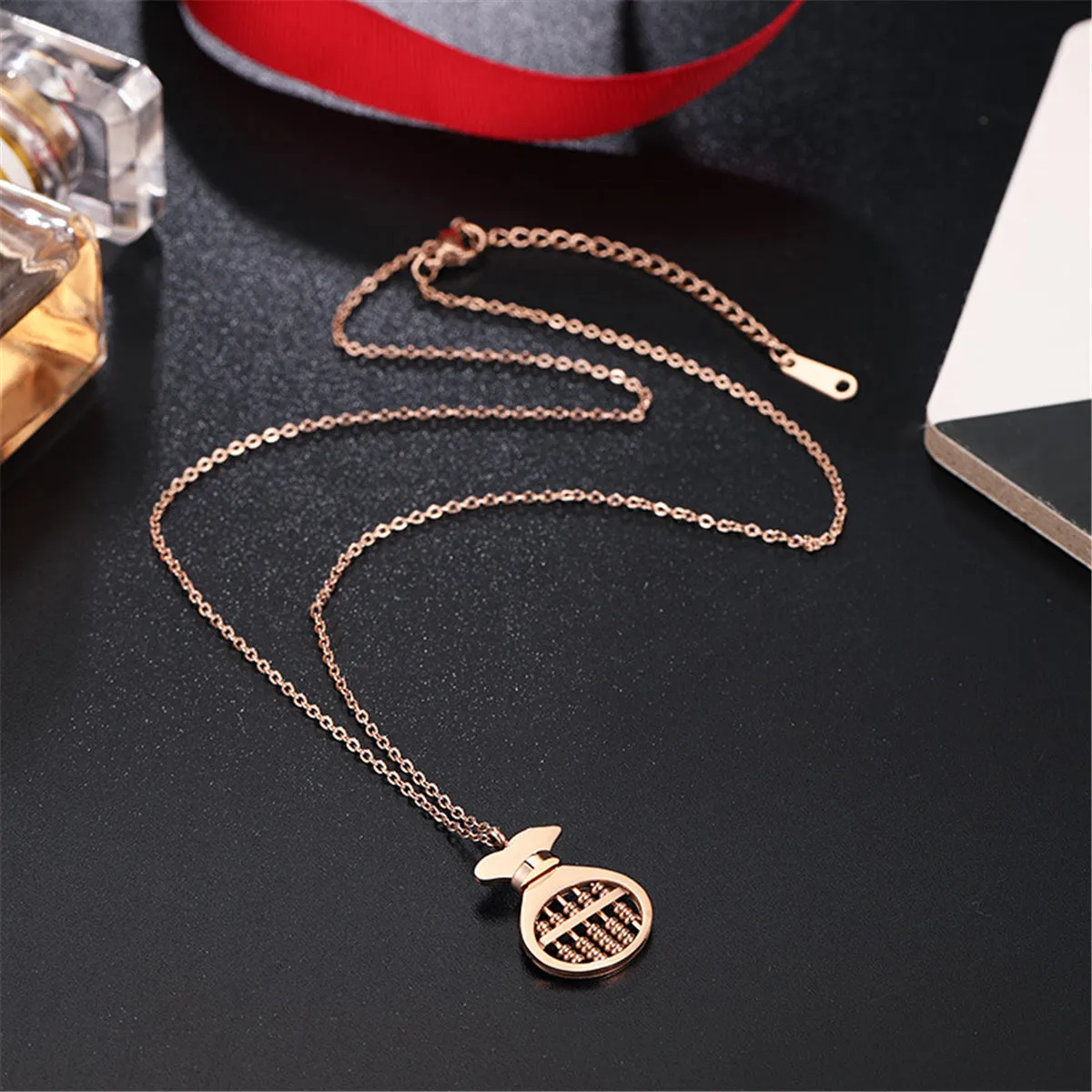 18K Rose Gold-Plated Purse Pendant Necklace