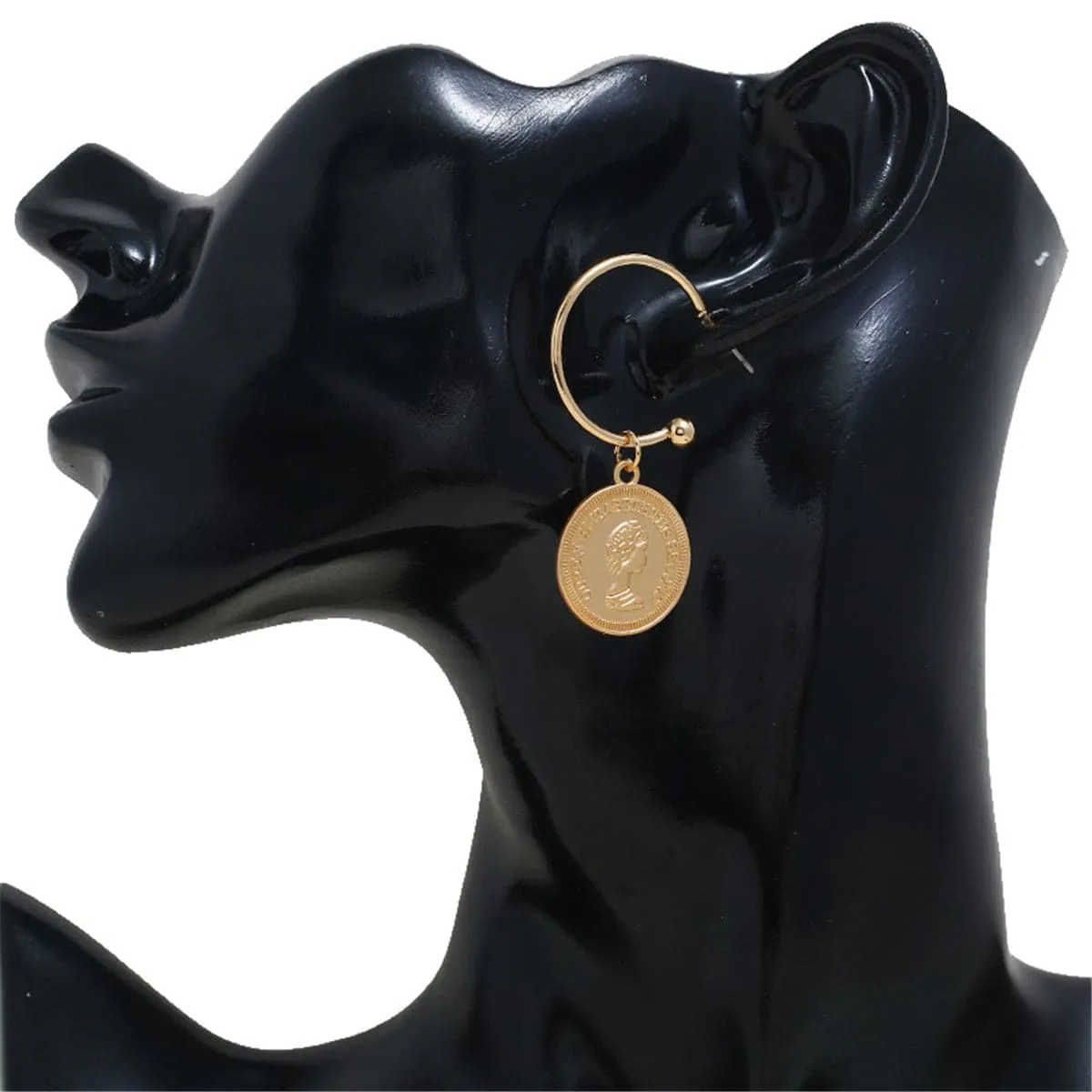 18K Rose Gold-Plated Queen Coin Drop Earrings