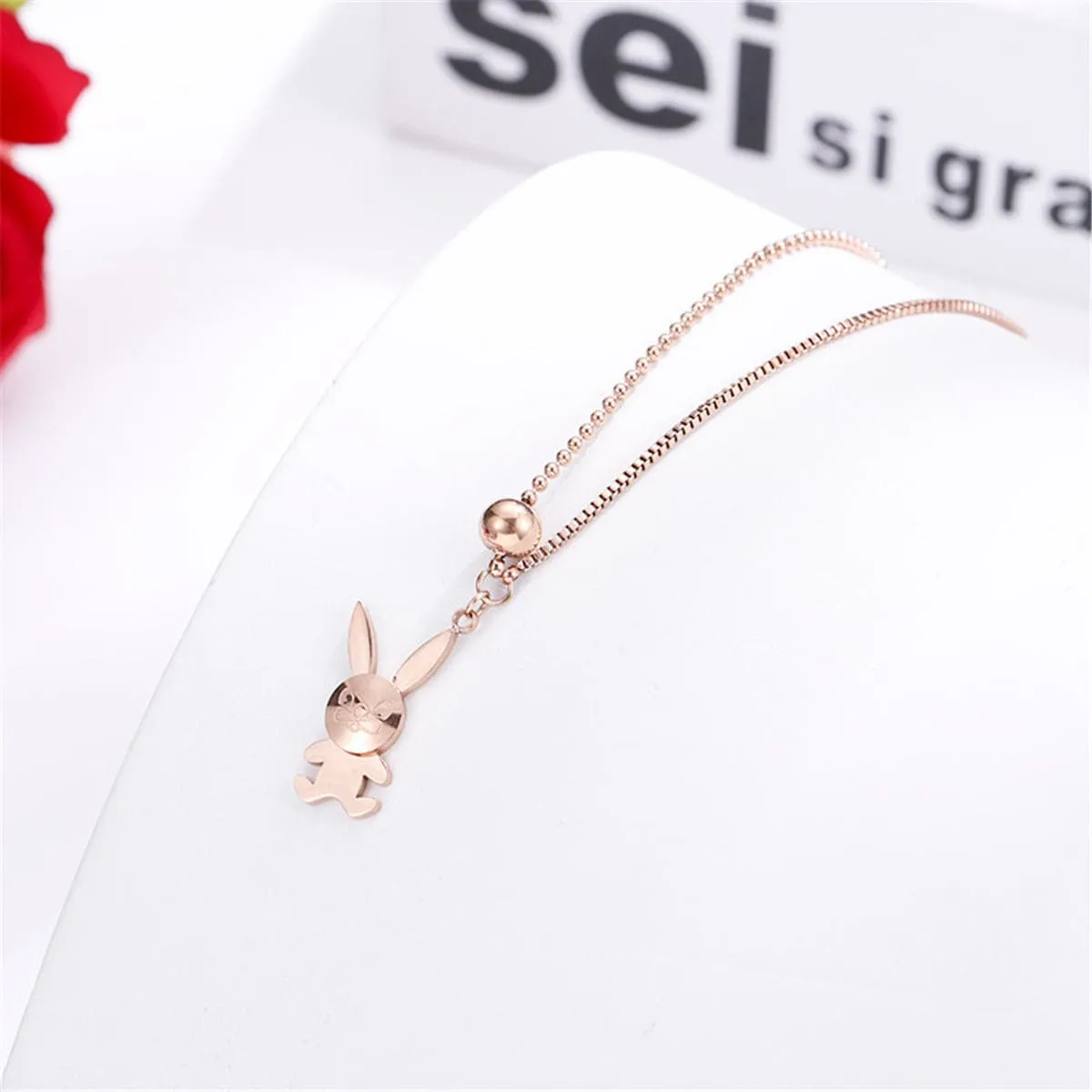 18K Rose Gold-Plated Rabbit Pendant Necklace