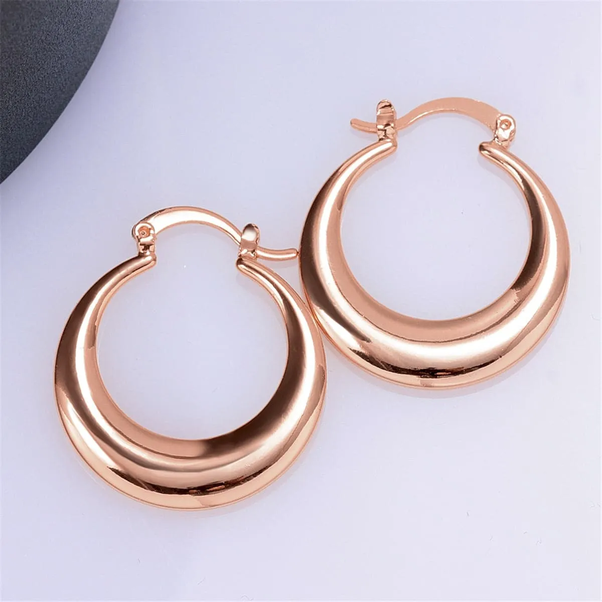 18K Rose Gold-Plated Smooth Hoop Earrings