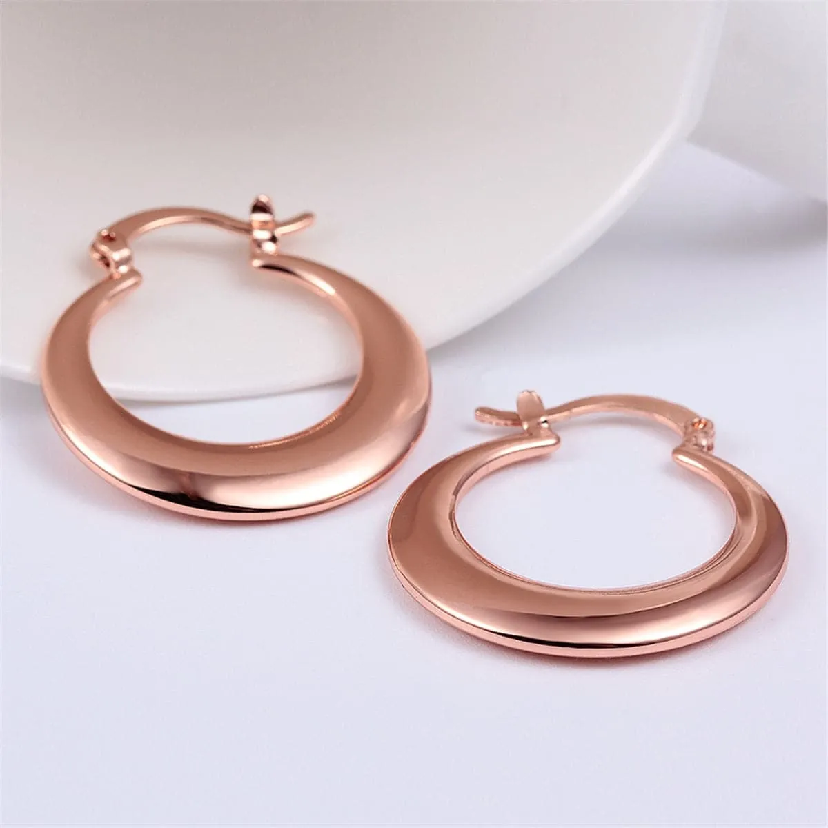 18K Rose Gold-Plated Smooth Hoop Earrings