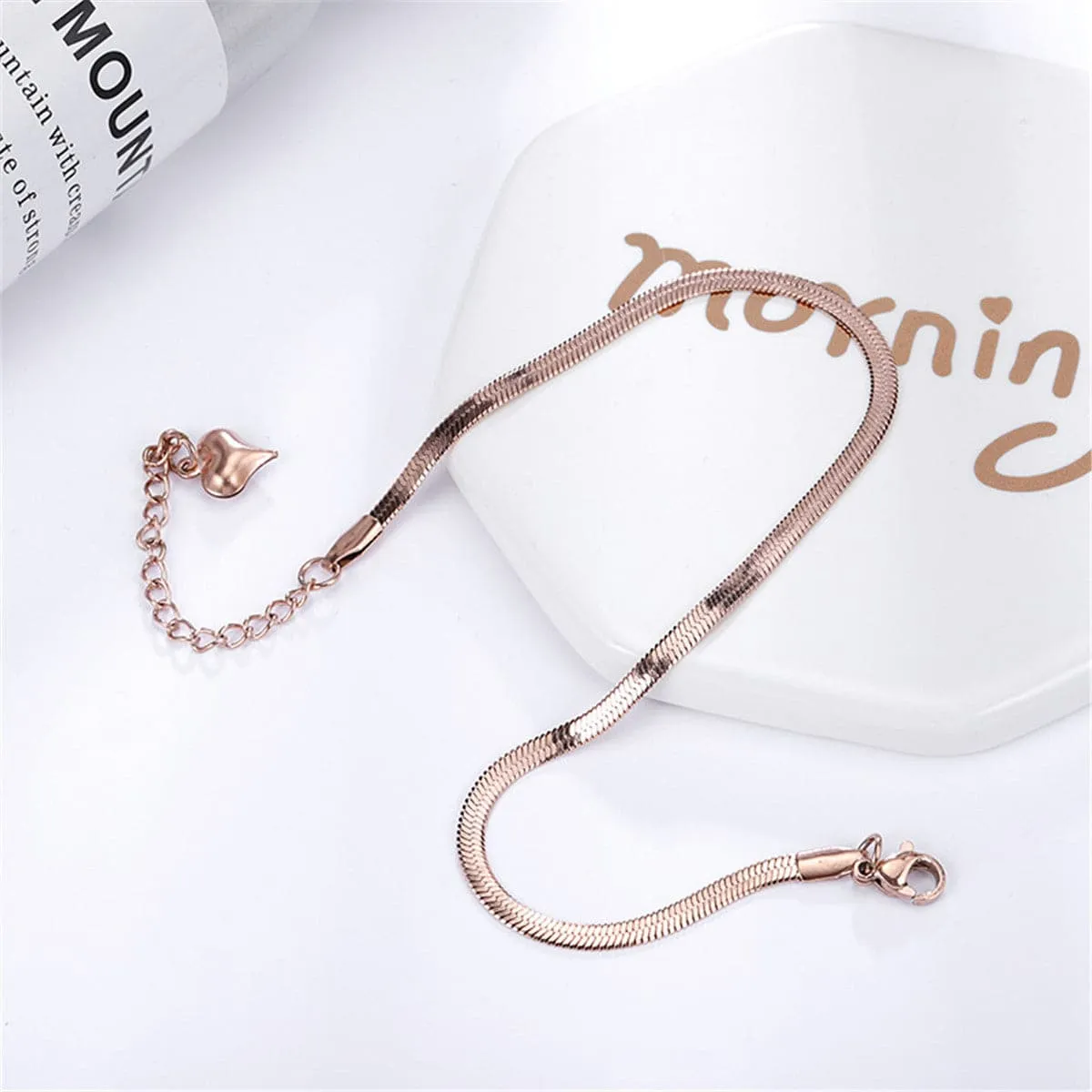 18K Rose Gold-Plated Snake Chain Anklet