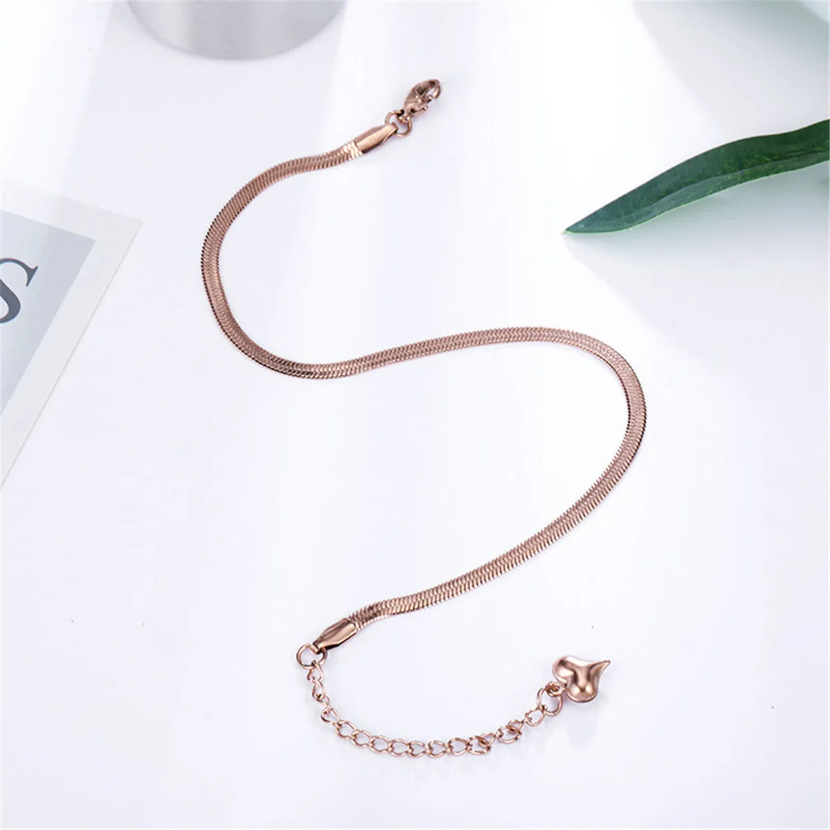 18K Rose Gold-Plated Snake Chain Anklet