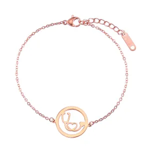 18K Rose Gold-Plated Stethoscope Charm Bracelet