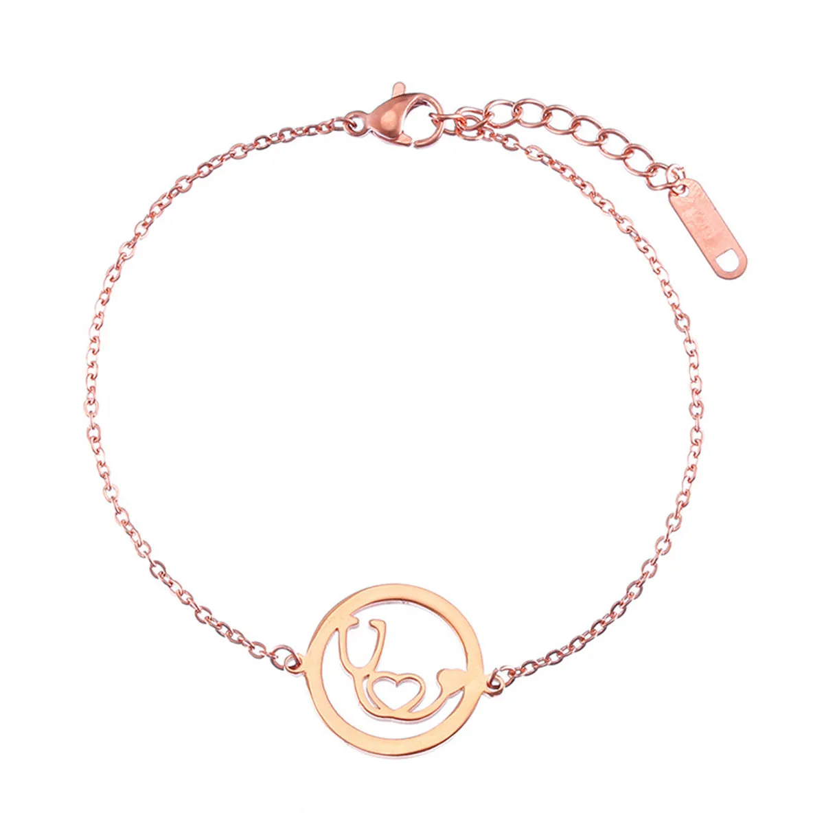 18K Rose Gold-Plated Stethoscope Charm Bracelet