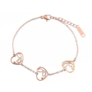 18K Rose Gold-Plated Stethoscope Heart Charm Bracelet