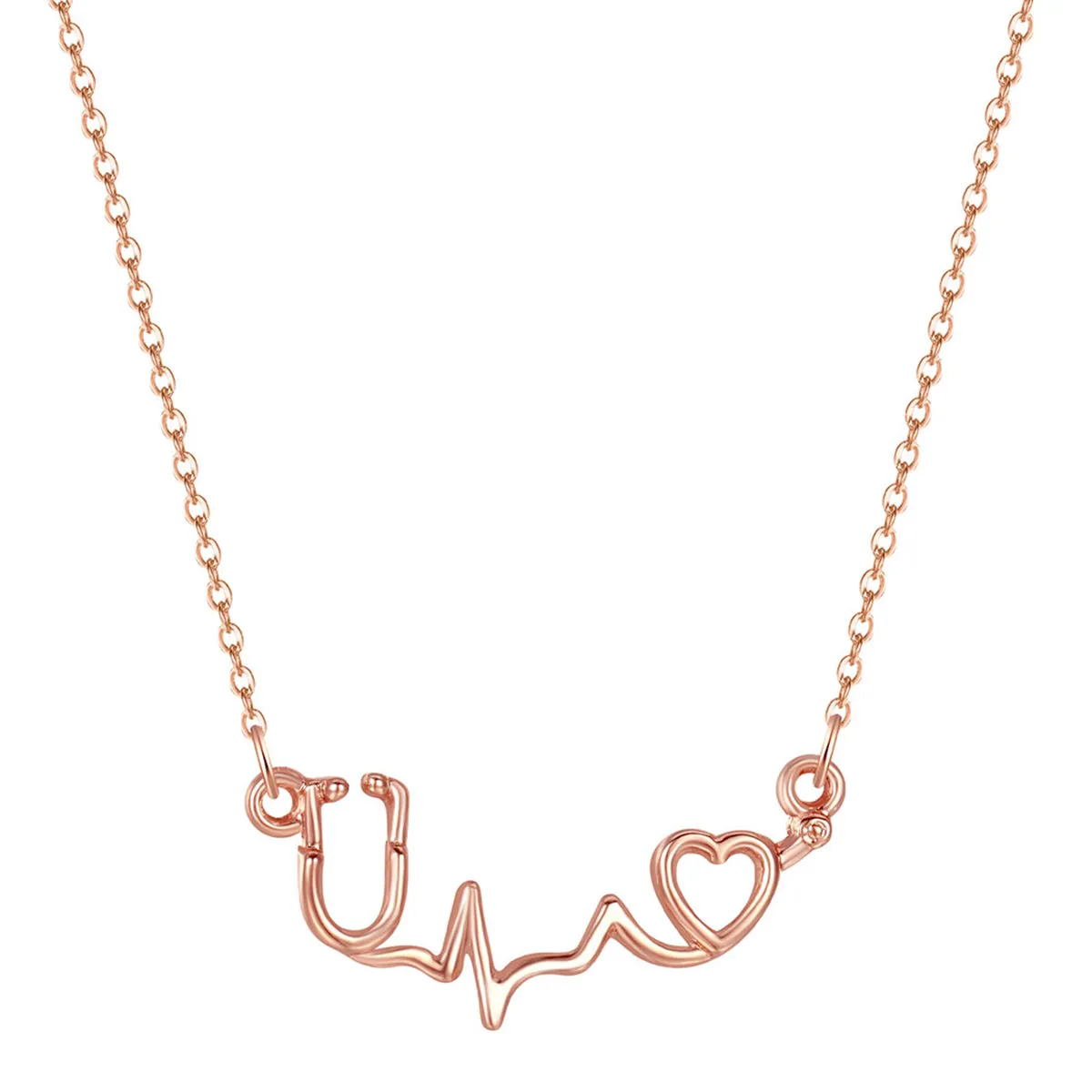 18K Rose Gold-Plated Stethoscope Pendant Necklace