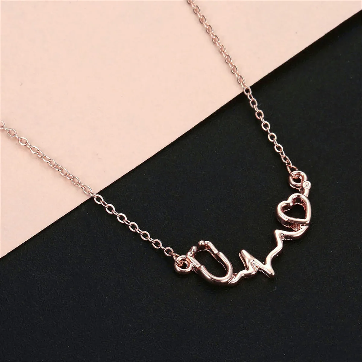 18K Rose Gold-Plated Stethoscope Pendant Necklace