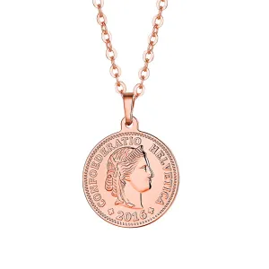 18K Rose Gold-Plated Swiss Franc Pendant Necklace