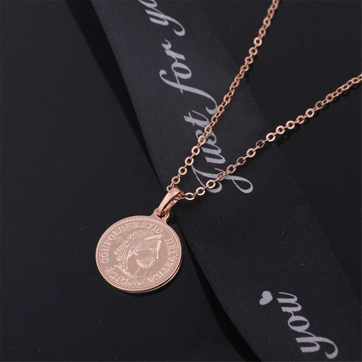 18K Rose Gold-Plated Swiss Franc Pendant Necklace